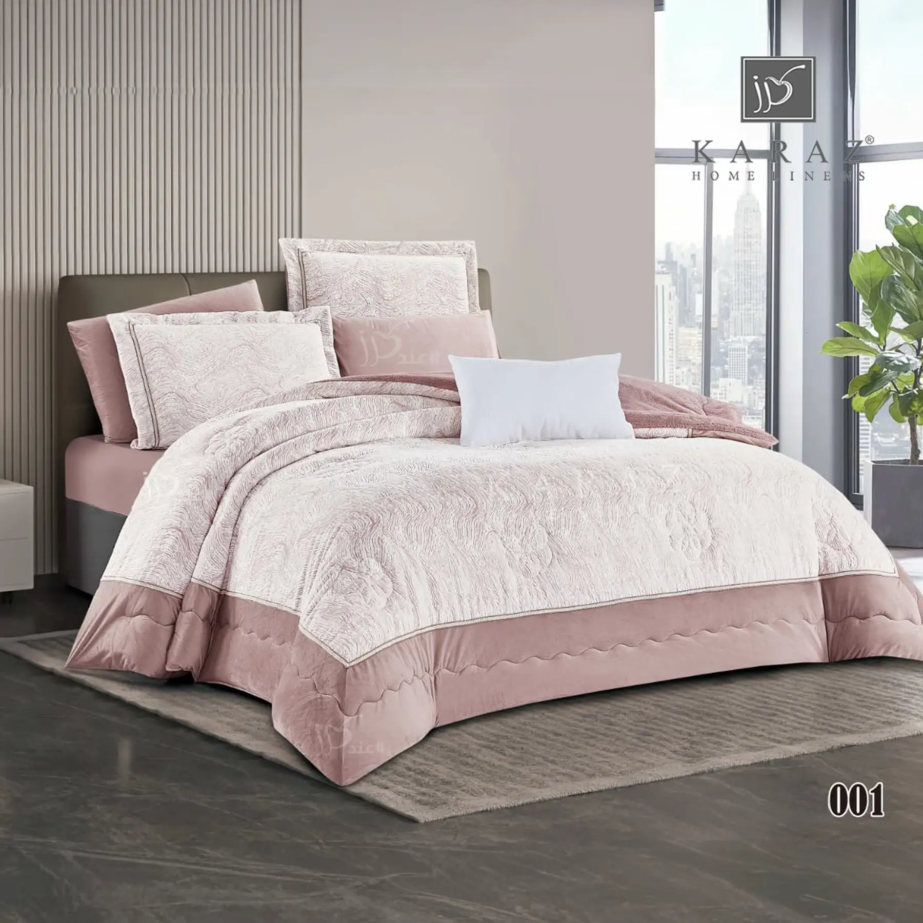 King Size Winter Comforter Set 7 PCS ,Dusty Pink