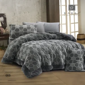 King Size Winter Comforter Set 6 PCS, Dark Gray