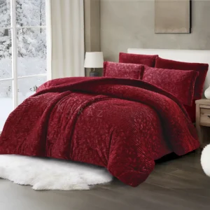 King Size Winter Comforter Set 6 PCS ,Burgundy