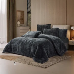 King Size Winter Comforter Set 6 PCS , Dark Gray