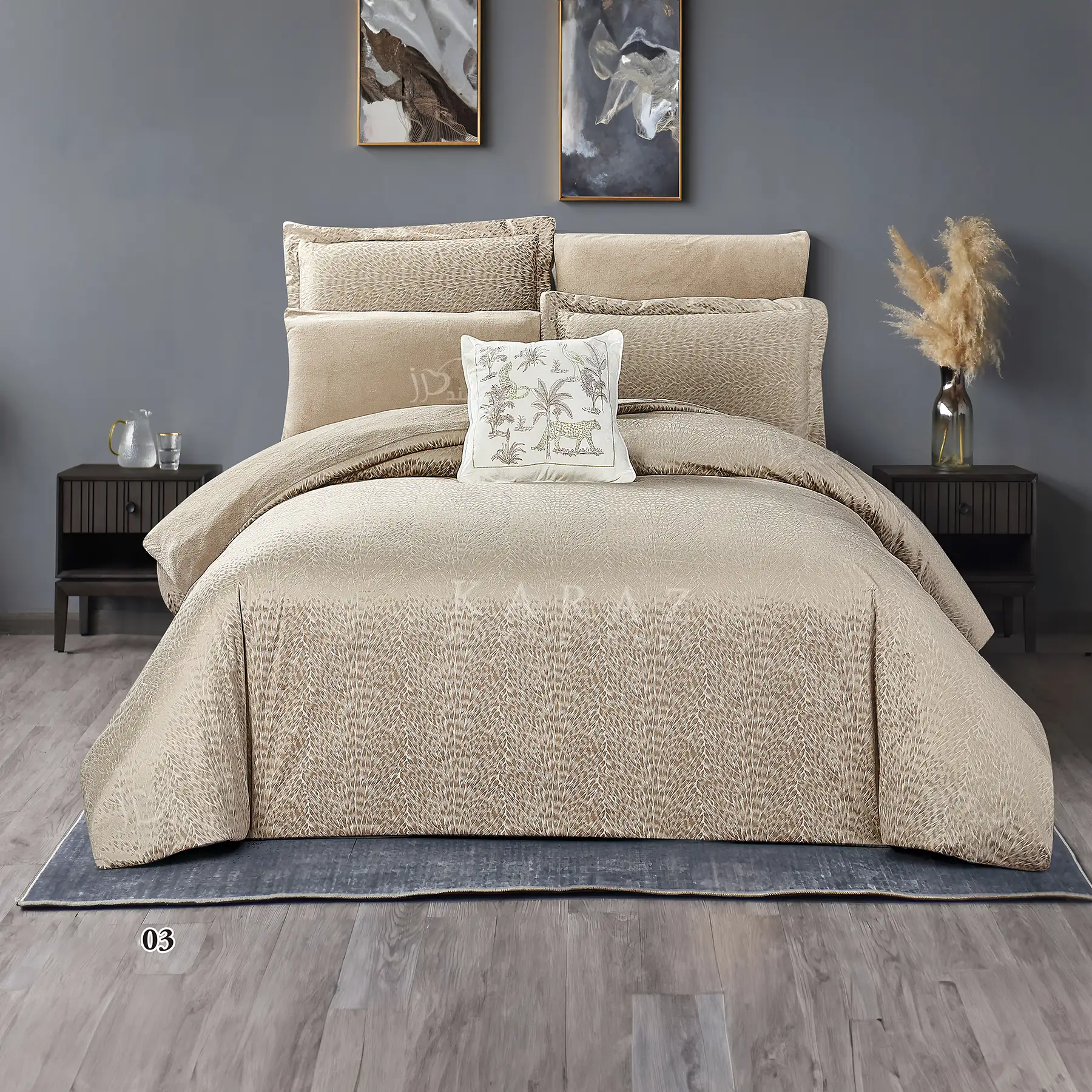 King Size Winter Comforter Set 7 PCS, Beige