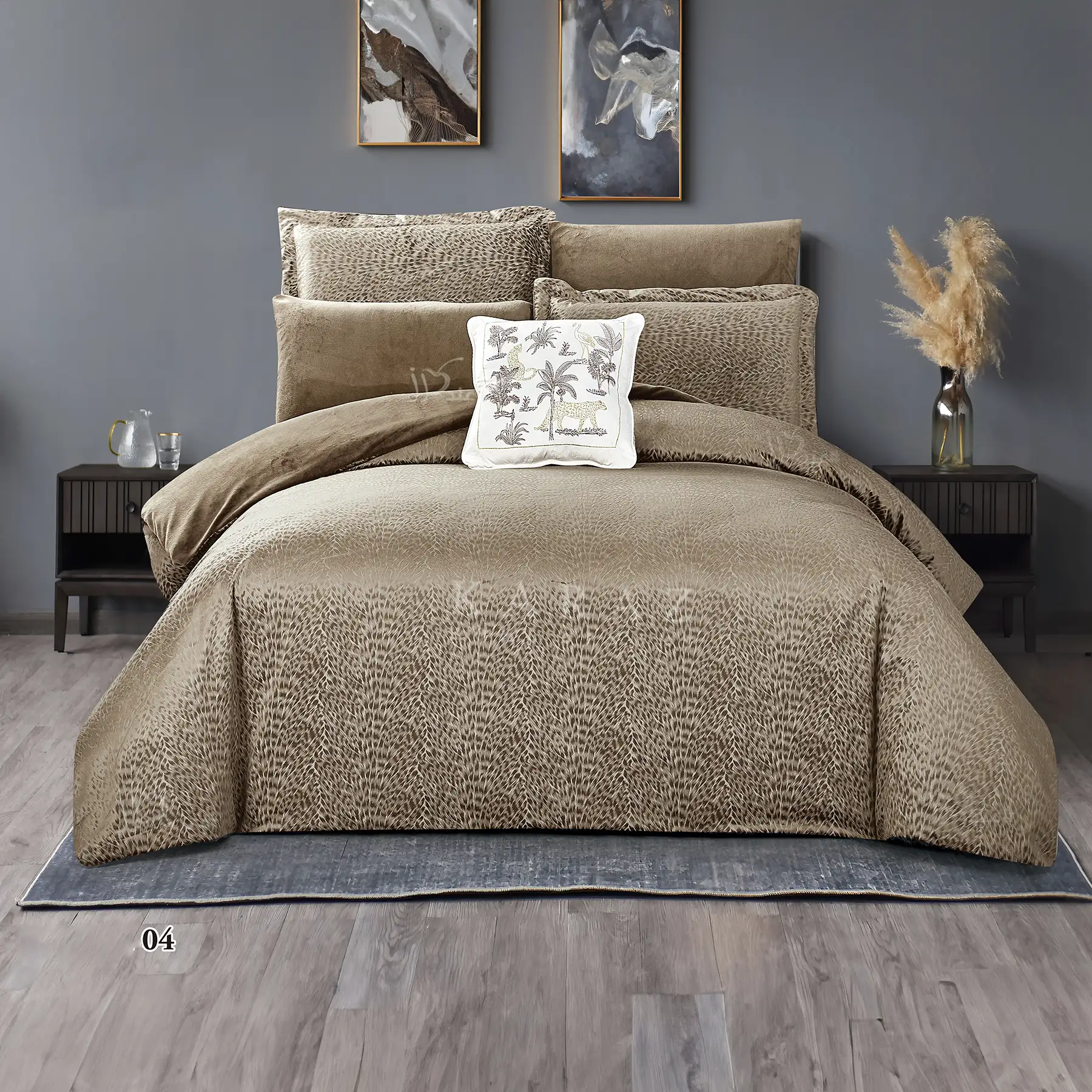 King Size Winter Comforter Set 7 PCS,Brown