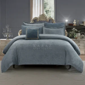 King Size Winter Comforter Set 7 PCS,Dusty Blue