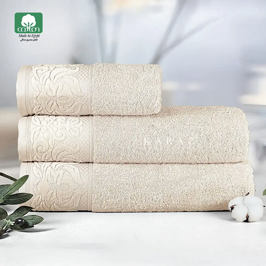 Jacquard-K1 Egyptian Cotton Towel (Creamy)