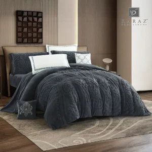 King Size Winter Comforter Set 8 PCS, Dark Gray