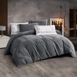 King Size Winter Comforter Set 6 PCS,Gray