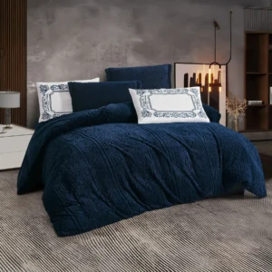 King Size Winter Comforter Set 6 PCS,Navy Blue