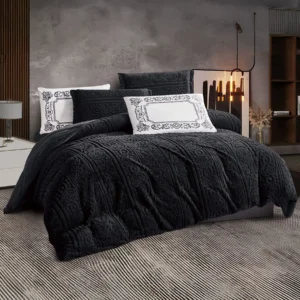 King Size Winter Comforter Set 6 PCS, Black