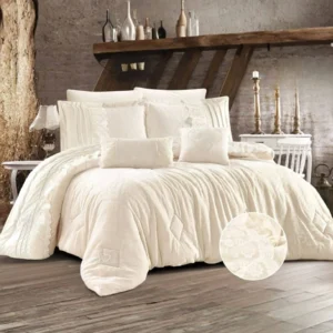 King Size Winter Comforter Set 8 PCS-Off White