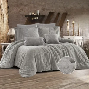 King Size Winter Comforter Set 8 PCS,gray