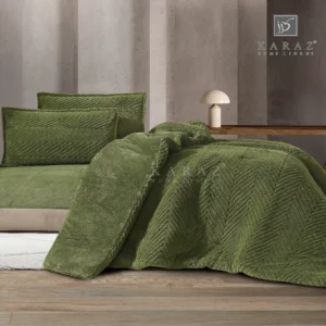 King Size Winter Comforter Set 4 PCS, Olive Green