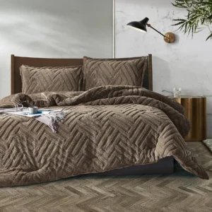 King Size Winter Comforter Set 4 PCS,Brown
