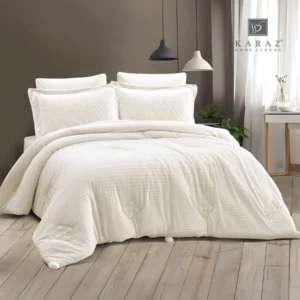 King Size Winter Comforter Set 6 PCS, Off-White