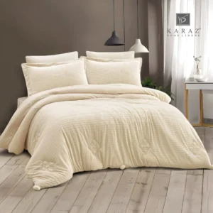 King Size Winter Comforter Set 6 PCS, Light Beige
