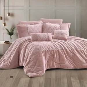 King Size Winter Comforter Set 8 PCS, Pink