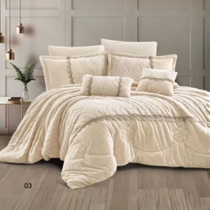 King Size Winter Comforter Set 8 PCS, Light Beige