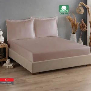 100% Cotton Satin King Size Fitted Sheet Set, 3 PCS