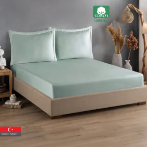 100% Cotton Satin King Size Fitted Sheet Set, 3 PCS