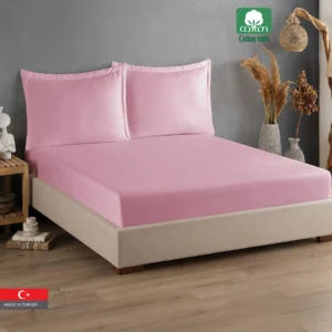 100% Cotton Satin King Size Fitted Sheet Set, 3 PCS