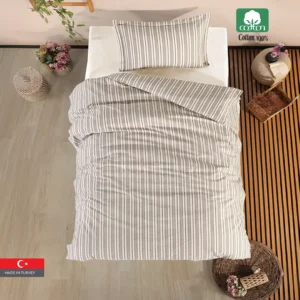 DEZZA 100% Cotton Turkish Twin Size Comforter Set, 4 Pcs