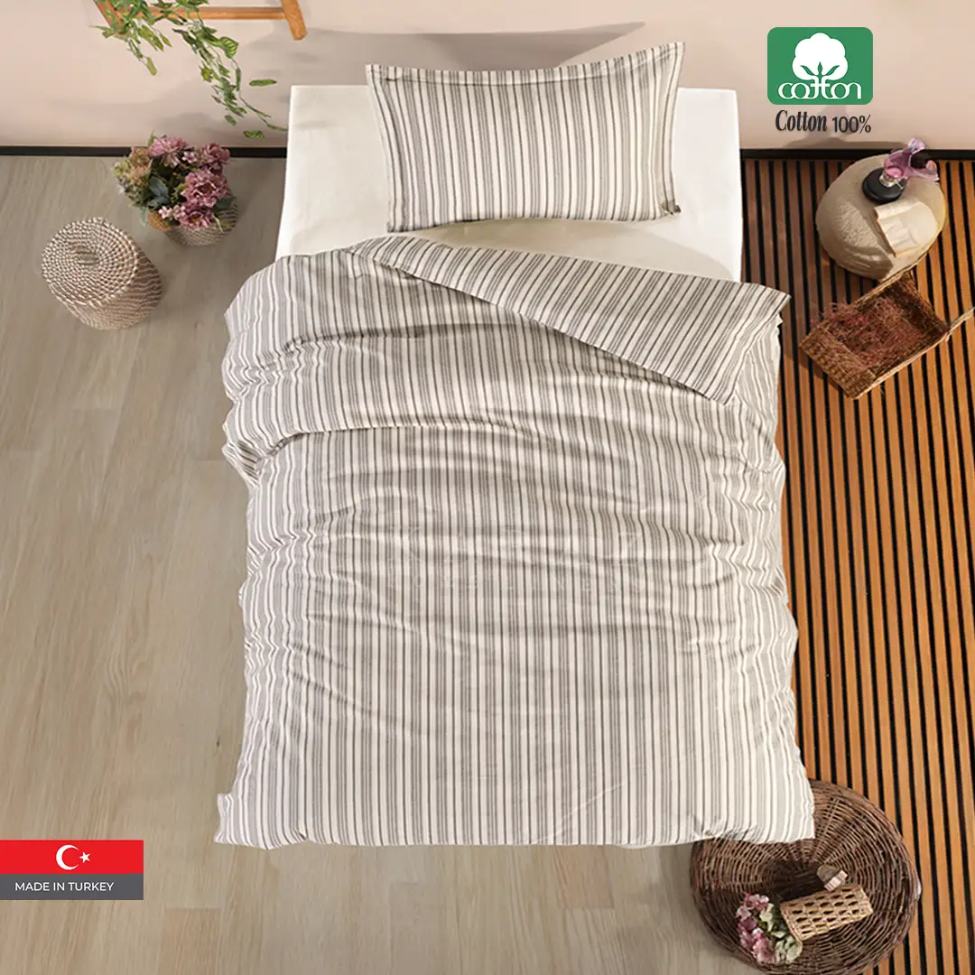 DEZZA 100% Cotton Turkish Twin Size Comforter Set, 4 Pcs