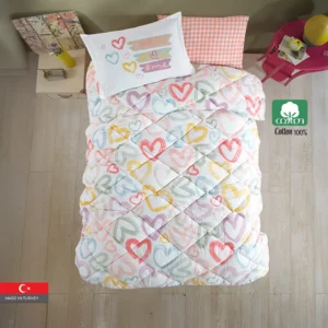 100% Cotton Turkish Twin Size Comforter Set, 4 Pcs
