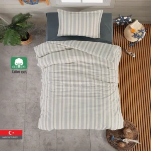 EVA 100% Cotton Turkish Twin Size Comforter Set, 4 Pcs