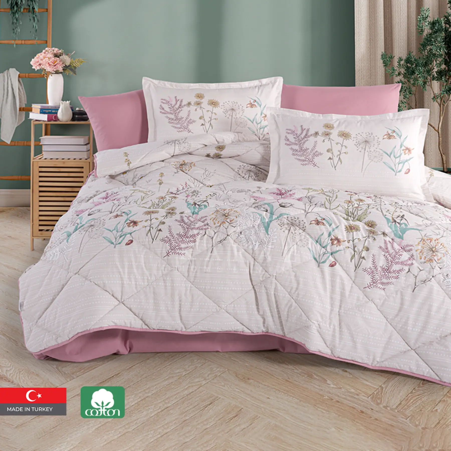 BAHARI Cotton 100% King Size Comforter Set 6 PCS