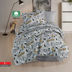 GAME ON 100% Cotton Turkish Twin Size Comforter Set, 4 Pcs