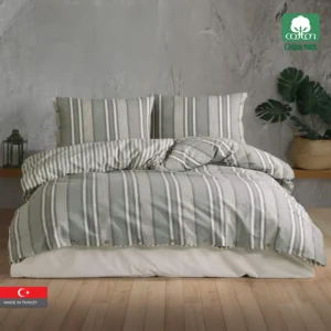 DOKYA 100% Cotton Duvet Cover Queen Size 4 PCS Set