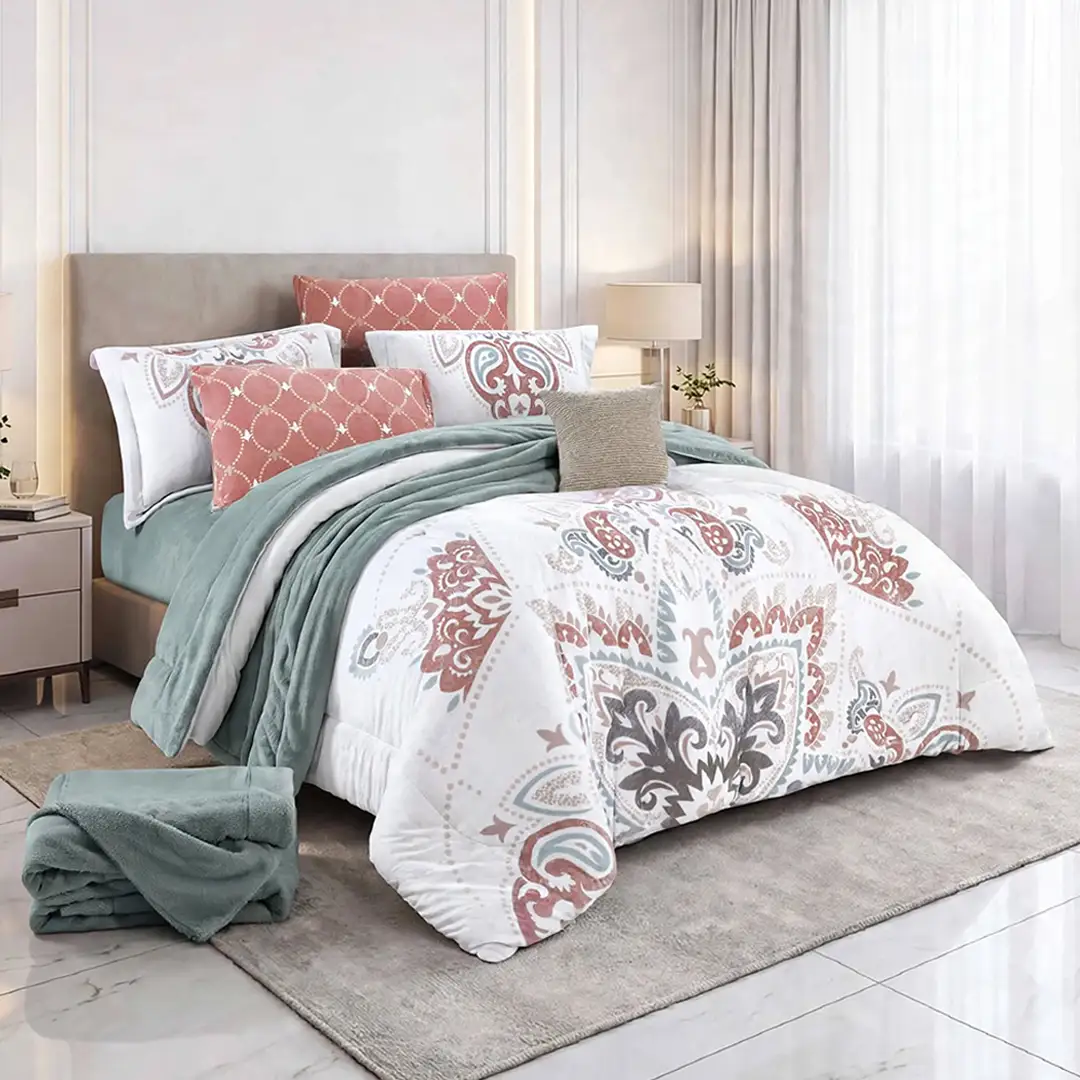GARDEN King Size Winter Comforter Set 8 PCS